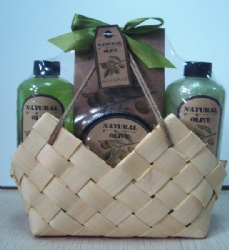 olive wood chip bag bath set