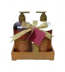 wooden tray bath set